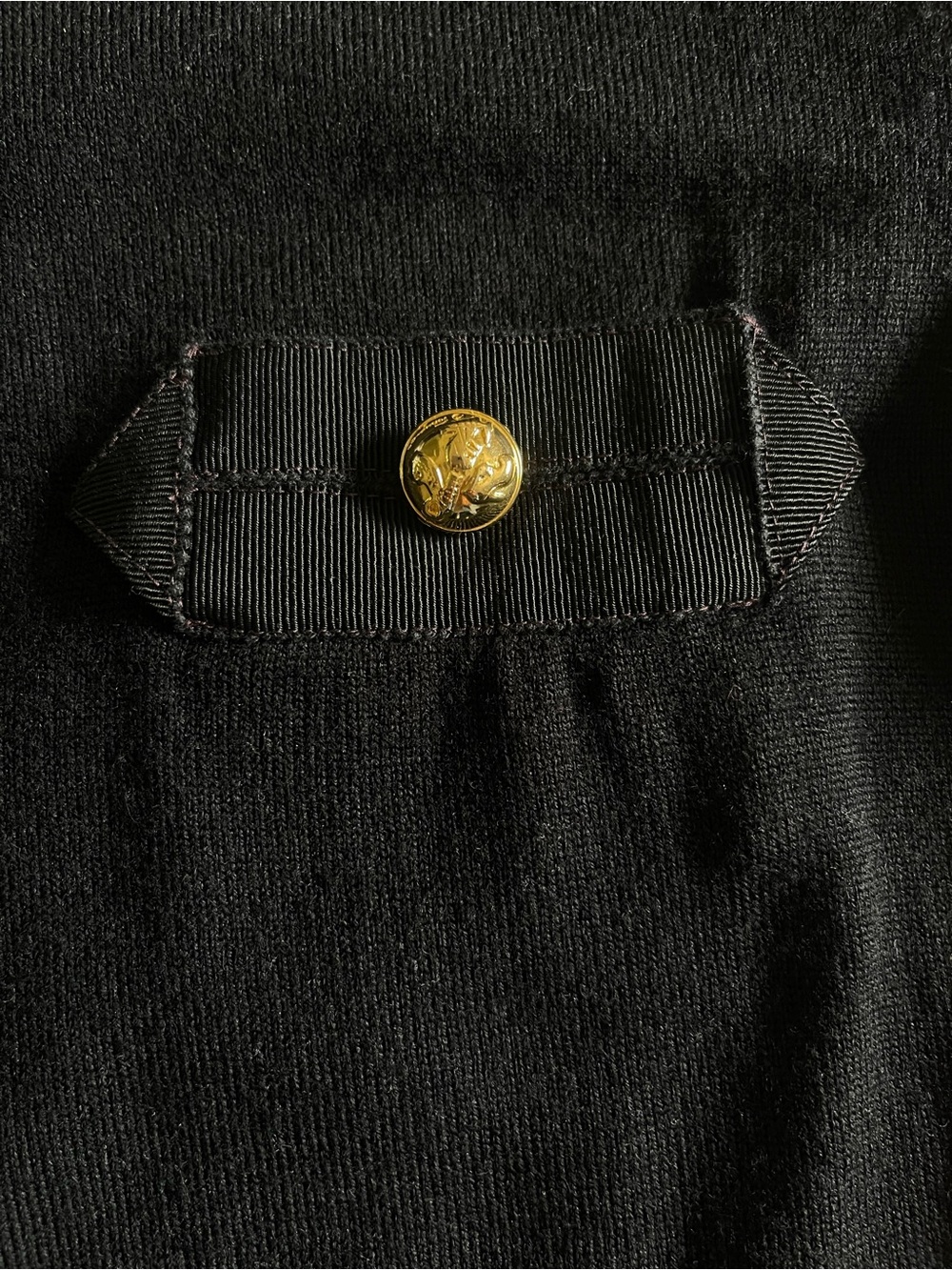 Vintage Salvatore Ferragamo Black Virgin Wool Top S Gold Gancini Buttons - Picture 6 of 10